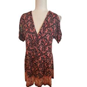 Staring at Stars Boho Floral Cold Shoulder Tunic, Size Small